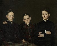 Jan Veth, c. 1890: 'Portret van Cornelia, Clara en Johanna Veth' (zijn 3 zussen), olieverf op doek