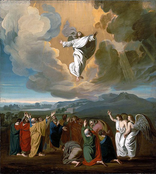 Jesus' ascension to Heaven depicted by John Singleton Copley in Ascension (1775)