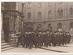 Jewish war veterans entering synagogue for service to honor the war dead; Munich 1935 Jewish war veterans entering synagogue for service to honor the war dead; Munich (5163716515).jpg