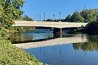 The John Basilone Veterans Memorial Bridge is for cars crossing the river John Basilone Veterans Memorial Bridge, Raritan, NJ.jpg