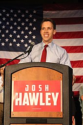 Hawley on election night after securing the Republican primary win Josh Hawley Primary Night.jpg