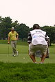 Justin Rose on the 4th green of the Congressional Country Club's Blue Course during the Earl Woods Memorial Pro-Am prior to the 2007 AT&T National tournament.