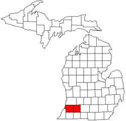 Map of Michigan highlighting the Kalamazoo-Portage metropolitan area