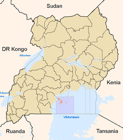 Mahali pa Wilaya ya Kalangala katika Uganda