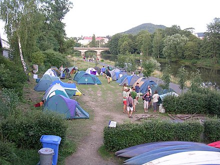 Campsite for canoists, Czech Republic.