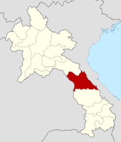 Map showing location of Khammouane Province in Laos