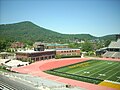 Howard's Knob and the Appalachian State University campus as seen from the West End Seats.