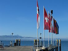 Kressbronn am Bodensee, Landesteg mit Blick auf den Säntis