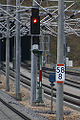 Ks-Signal im Bahnhof Kinding (Altmühltal) in der Funktion eines Hauptsignals. Signalbegriff: Halt (Hp 0)