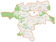 Mapa konturowa gminy wiejskiej Lipno, u góry nieco na prawo znajduje się punkt z opisem „Okrąg”