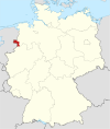 Tyskland, beliggenhed af Grafschaft Bentheim markeret