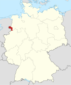 Kort over Tyskland, position for Grafschaft Bentheim -distriktet fremhævet