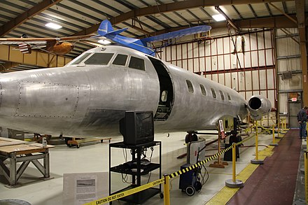 The first JetStar transported Kelly Johnson, displayed at the Museum of Flight near Seattle