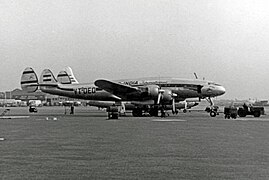 Air India International "Lockheed Constellation" Bengal Princess op die Londense Lughawe in 1953