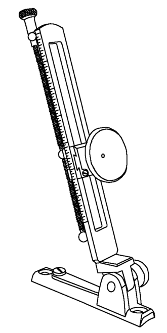 A tang sight with adjustable elevation, designed to fold down to minimize damage during transport Long range tang sight.png
