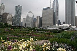 Michigan Boulevard District vom Lurie Garden, Chicago aus Aufnahme: 2006