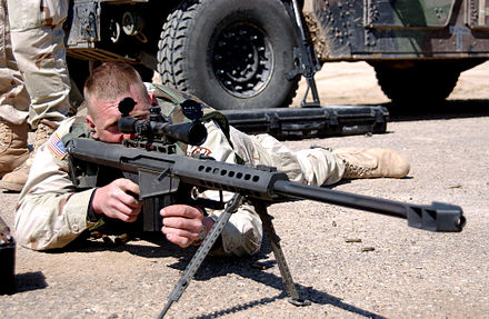 M82A1 SAMR or SASR (Special Applications Scoped Rifle or Semi-Automatic Anti Material Rifle), a .50 caliber anti material rifle used in a sniper rifle.
