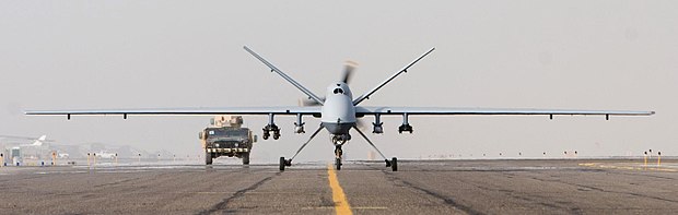 An MQ-9 taxiing in Afghanistan, 2007