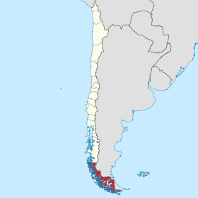 Umístění regionu Magallanes a chilské Antarktidy