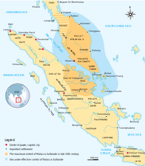 Image 79The extent of the Malaccan Empire in the 15th century became the main point for the spreading of Islam in the Malay Archipelago (from History of Malaysia)