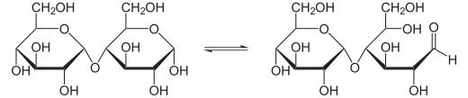 Équilibre entre la forme cyclique et la forme à chaîne ouverte du maltose