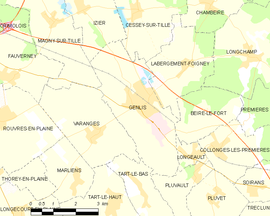 Mapa obce Genlis