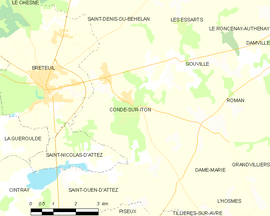 Mapa obce Condé-sur-Iton