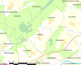 Mapa obce Amange