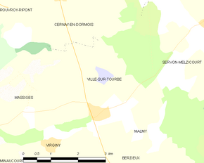 Poziția localității Ville-sur-Tourbe