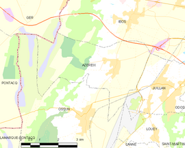 Mapa obce Azereix