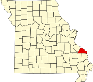 Karte von Missouri mit Hervorhebung von Perry County