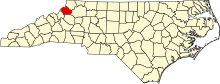 Map of North Carolina highlighting Watauga County.svg