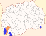 Karte von Nordmazedonien, Position von Opština Ohrid hervorgehoben