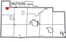 Az Ohio-i Sandusky megye térképe, kiemelve a Woodville Village.png-t