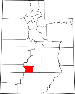 map of Utah highlighting Piute County