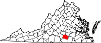 Map of Virginia highlighting Lunenburg County