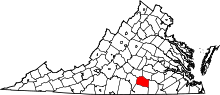 Harta e Lunenburg County në Virginia