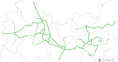 Mapa lokalizacyjna sieci tramwajowej w aglomeracji górnośląskiej