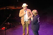 McCoy performing with Sandi Toksvig in The Lovely Russell Concert in June 2008