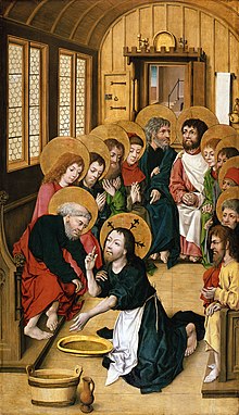 Christ Washing the Feet of the Apostles by Meister des Hausbuches, 1475 (Gemaldegalerie, Berlin). Meister des Hausbuches 003.jpg