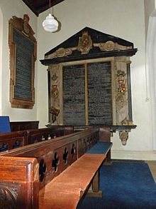 Memorial to Lord Lindsey and his son Montague in the Church of St Michael and All Angels, Edenham, Lincolnshire Memorial to Robert Bertie, 1st Earl of Lindsey, and his son Montague.jpg