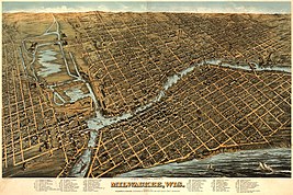 Mappa illustrata di Milwaukee (1872)