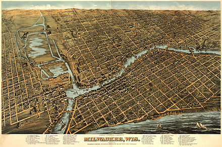Carte illustré de Milwaukee en 1872