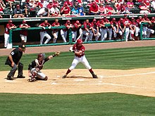 McCann bats for the Arkansas Razorbacks