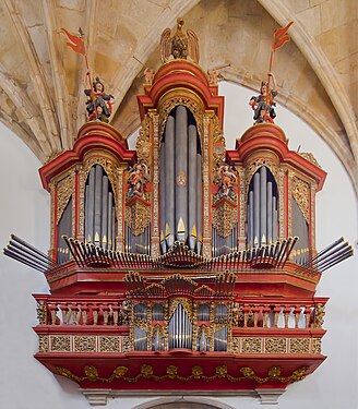 Baroque pipe organ of the XVIII century by the Spanish Gómez Herrera, Monastery of Santa Cruz, Coimbra, Portugal.