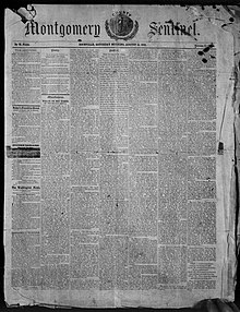 Montgomery county sentinel. 1855-08-11 inaugural issue cover page.jpg