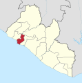 Մոնտսերադո երկրամասը կարմիր գույնով Լիբերիայի քարտեզի վրա