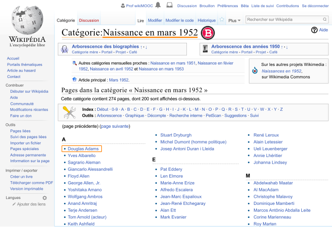 Fig. 2. Page de Catégorie:Naissance en mars 1952.