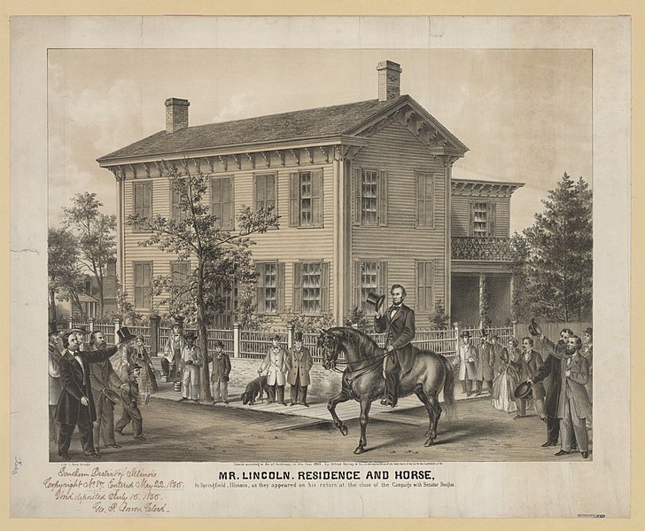 File:Mr. Lincoln. Residence and horse. In Springfield, Illinois, as they appeared on his return at the close of the campaign with Senator Douglas LCCN2003656538.jpg