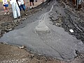 Flowing mud on the flank of a mud volcano vent